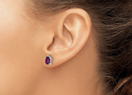 14k White Gold Rhodolite Garnet Pear Stud Earrings (Style XE80WRG)