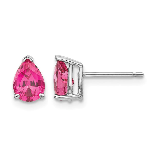 14k White Gold Pink Spinel Earrings, 8 x 5.5mm