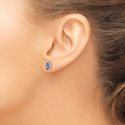 14K White Gold Tanzanite Earrings, 8 x 5.5mm