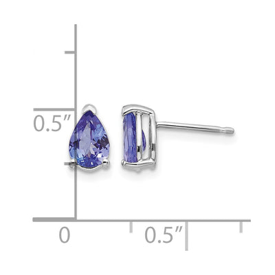 14K White Gold Tanzanite Earrings, 8 x 5.5mm