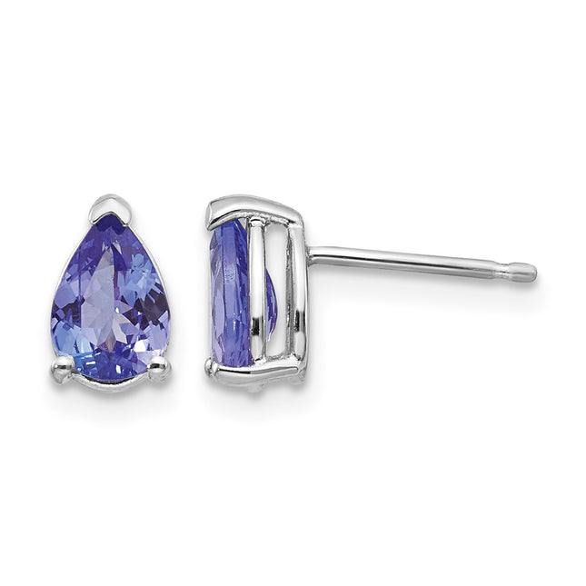 14k White Gold Tanzanite Earrings, 8 x 5.5mm