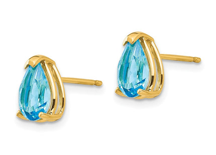 14K gold blue topaz earrings, alternate view