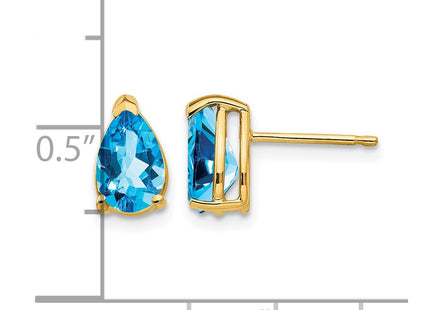 14K gold blue topaz earrings, further view