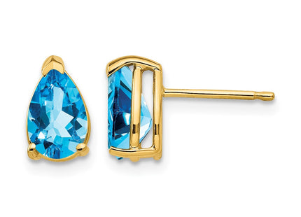 14K gold blue topaz earrings