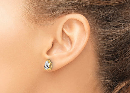 14K gold cubic zirconia earrings, another view