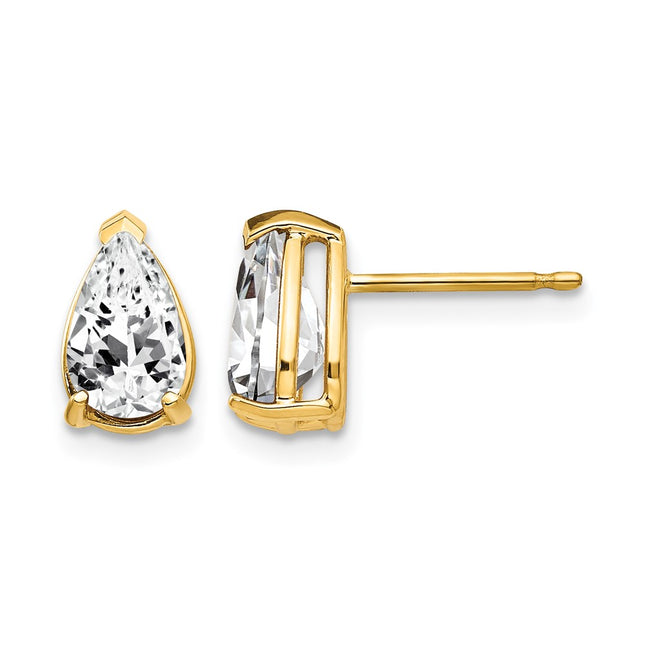 14k Pear Cubic Zirconia Earrings, 9 x 5mm