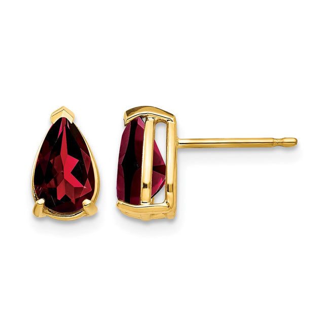 14k Pear Garnet Earrings, 9 x 5mm