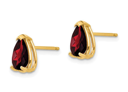14k Pear Garnet Checker Earrings (Style XE81GC)