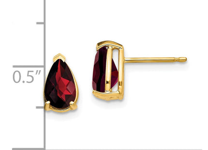 14k Pear Garnet Checker Earrings (Style XE81GC)