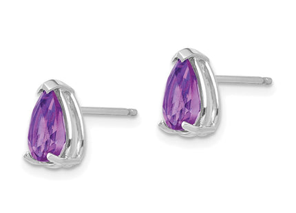 14K white gold amethyst earrings, alternate view
