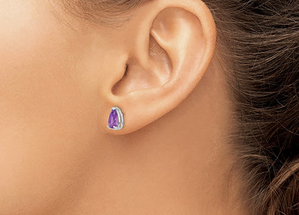 14K white gold amethyst earrings, another view