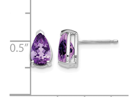 14K white gold amethyst earrings, further view