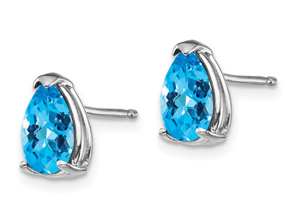 14K white gold blue topaz earrings, alternate view
