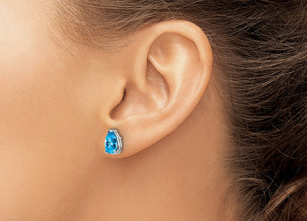 14K white gold blue topaz earrings, another view