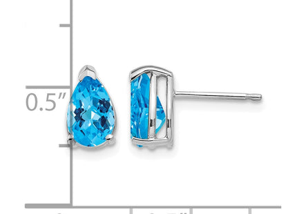 14K white gold blue topaz earrings, further view