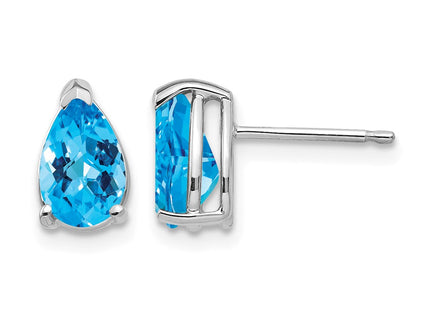 14K white gold blue topaz earrings
