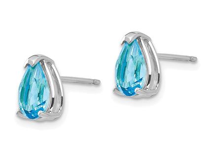 14K white gold blue topaz earrings, alternate view