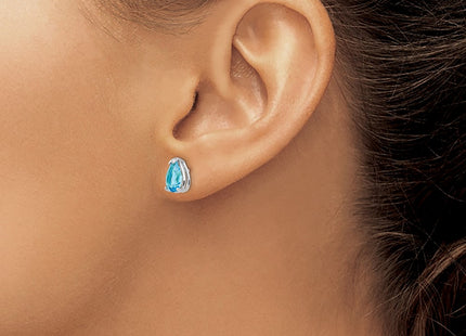 14K white gold blue topaz earrings, another view