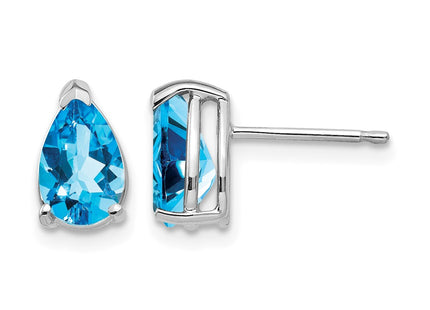 14K white gold blue topaz earrings
