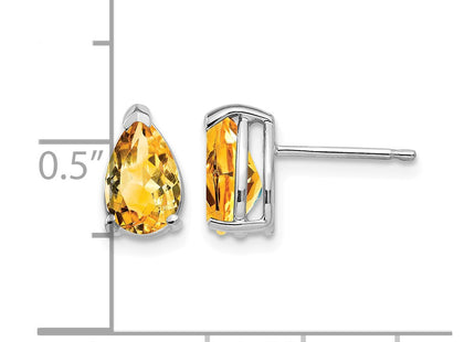 14K white gold citrine earrings, further view