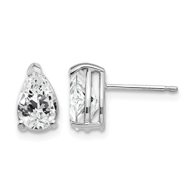 14k White Gold Pear Cubic Zirconia Earrings, 9 x 5mm