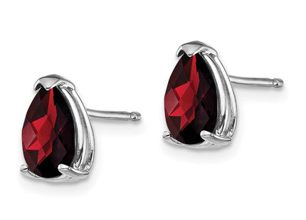 14K white gold garnet earrings, alternate view