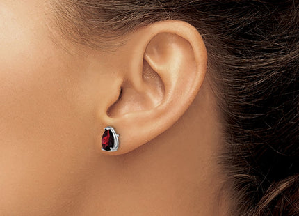 14K white gold garnet earrings, another view