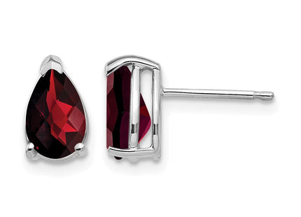 14K white gold garnet earrings