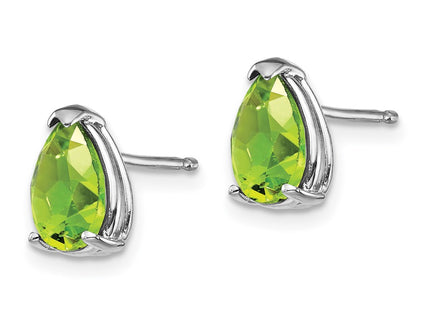 14K white gold peridot earrings, alternate view