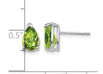 14K white gold peridot earrings, further view