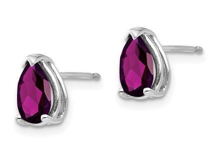 14k White Gold Pear Rhodolite Garnet Earrings (Style XE81WRG)