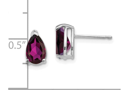14k White Gold Pear Rhodolite Garnet Earrings (Style XE81WRG)