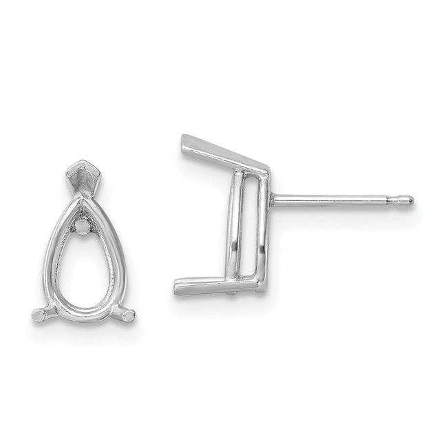 14k White Gold Garnet Pear Stud Earrings, 9 x 5mm