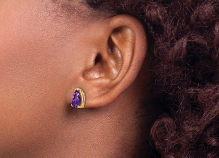 14K gold amethyst earrings, another view