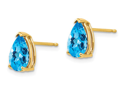 14K gold blue topaz earrings, alternate view