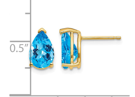 14K gold blue topaz earrings, further view