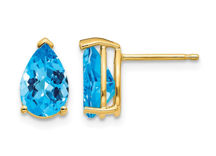 14K gold blue topaz earrings
