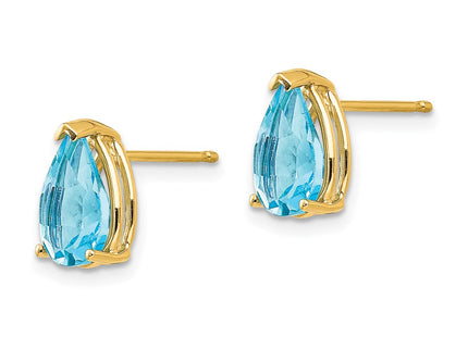 14K gold blue topaz earrings, alternate view