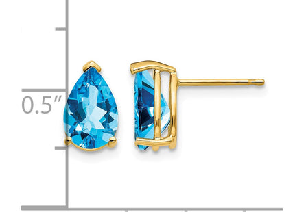 14K gold blue topaz earrings, further view