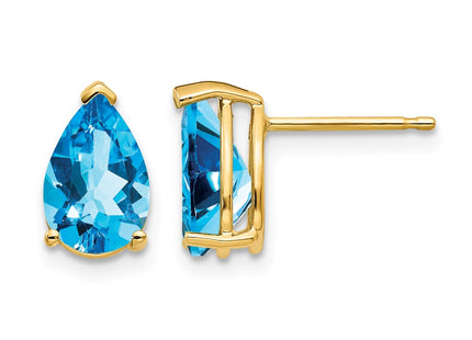 14K gold blue topaz earrings