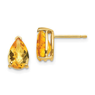 14k Pear Citrine Checker Earrings (Style XE82CC)