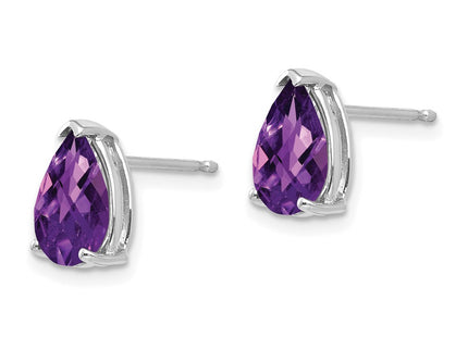 14K white gold amethyst earrings, alternate view