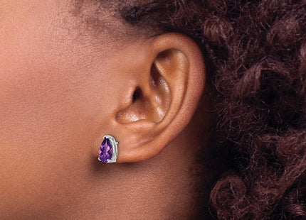 14K white gold amethyst earrings, another view