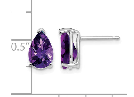 14K white gold amethyst earrings, further view