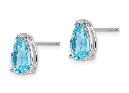 14K white gold blue topaz earrings, alternate view