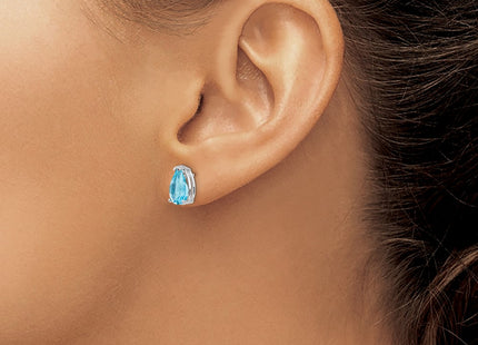 14K white gold blue topaz earrings, another view