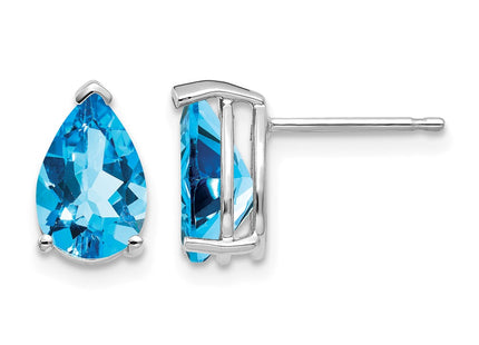 14K white gold blue topaz earrings