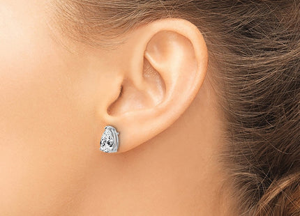 14K white gold cubic zirconia earrings, another view