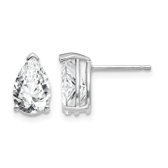 14k White Gold Pear Cubic Zirconia Earrings, 10 x 6mm