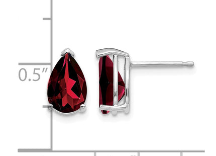 14K white gold garnet earrings, another view